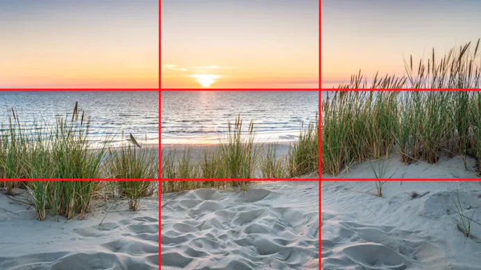 regel van derden bij landschapsfoto zonsondergang