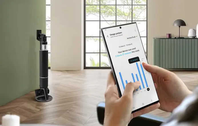 Samsungs nieuwste Bespoke Jet AI komt met een app. Foto: Samsung