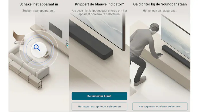 Screenshots van de Bravia Connect-app