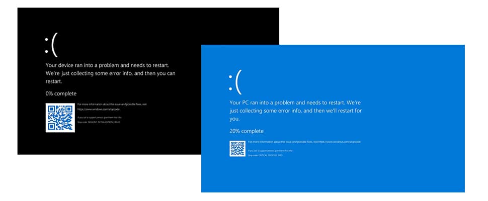 Blue screen of death weer als vanouds blauw in Windows 11