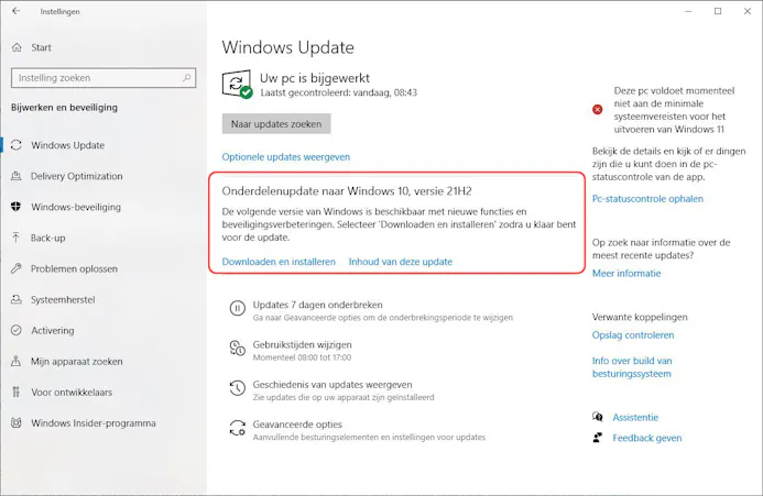 Windows 10 November 2021 Update nu te downloaden, minder updates gepland-15036053