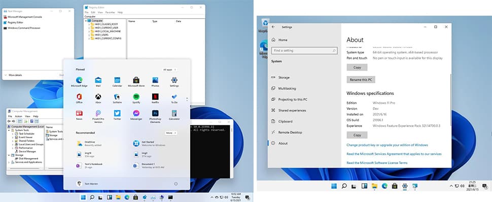 Eerste blik op Windows 11 met gecentreerd startmenu