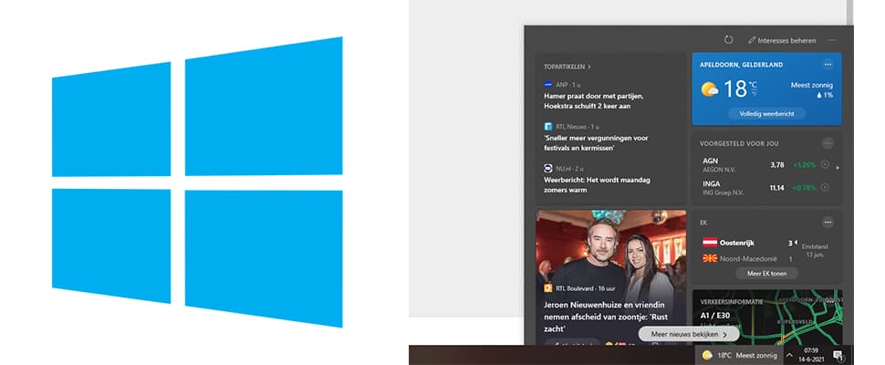 Windows 10 weerbericht verwijderen uit taakbalk