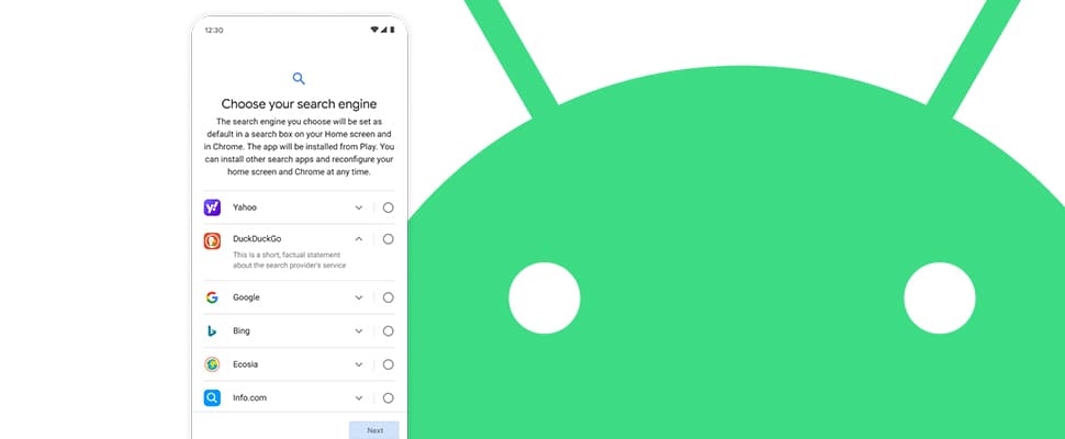 Eerlijkere verdeling voor plek in zoekmachine-keuzescherm Android
