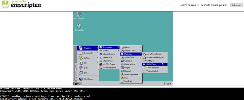 Draai Windows 95 in je browser