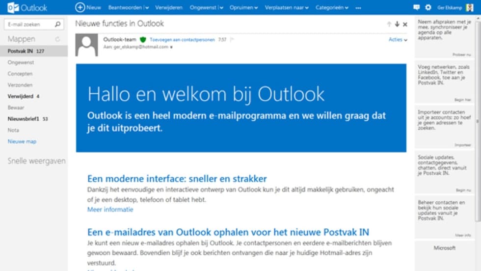 Webversie Outlook.com kan automatisch emails indelen
