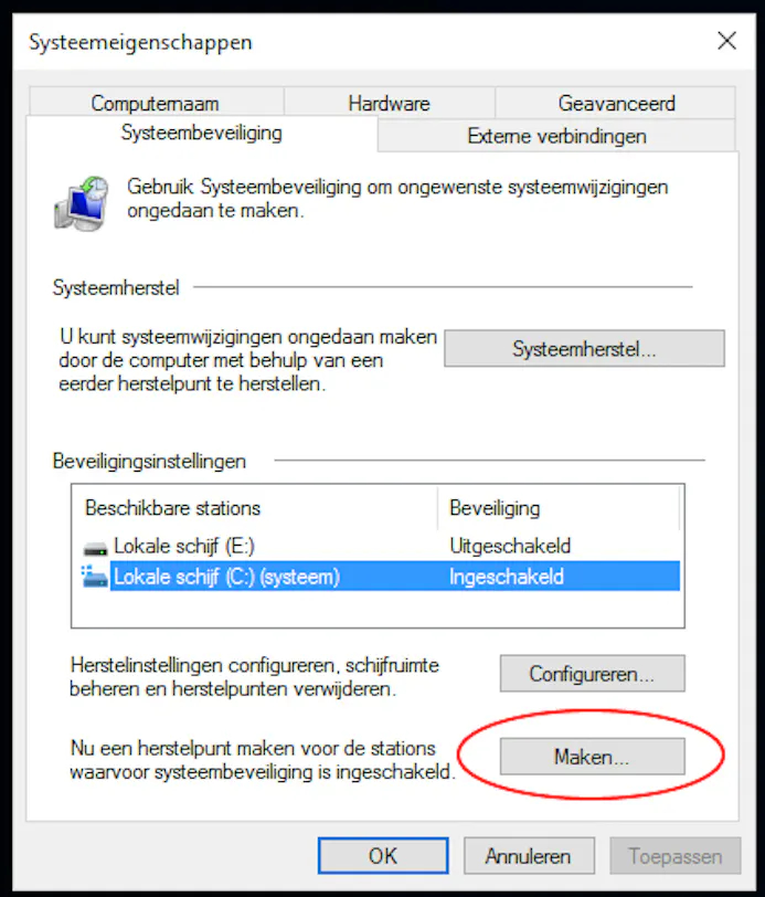 Hoe maak je een (systeem)herstelpunt aan in Windows 10?-15767246