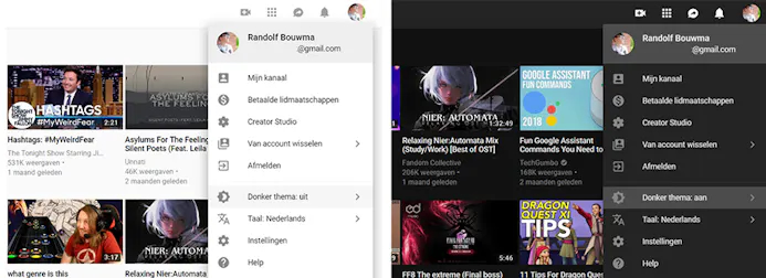 Donkere thema YouTube op Android, iOS en pc-15768200