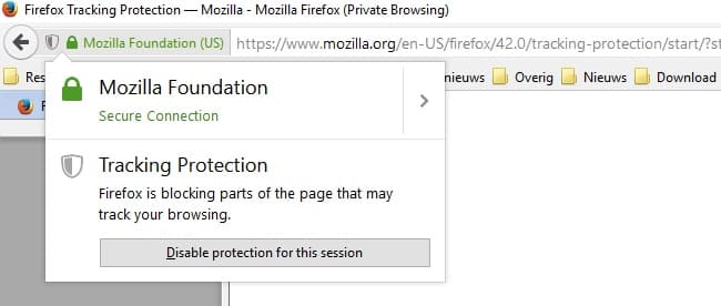 Firefox 42 blokkeert standaard trackers en advertenties in privémodus