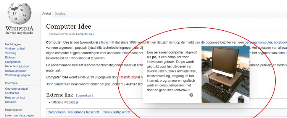 Wikipedia introduceert pagina-voorvertoningen