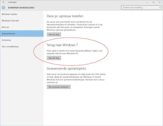 Hoe ga je terug naar Windows 7 of 8 na installatie Windows 10-15796657