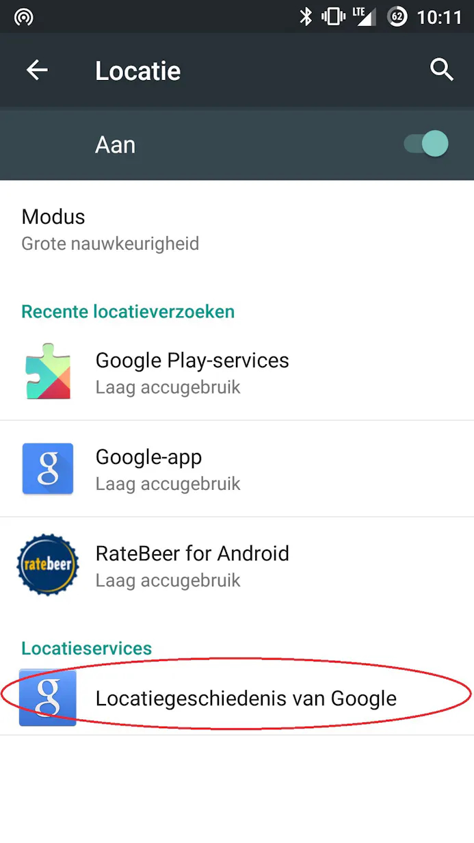 Hoe zet je Googles locatiegegevens uit in Android?-15796863