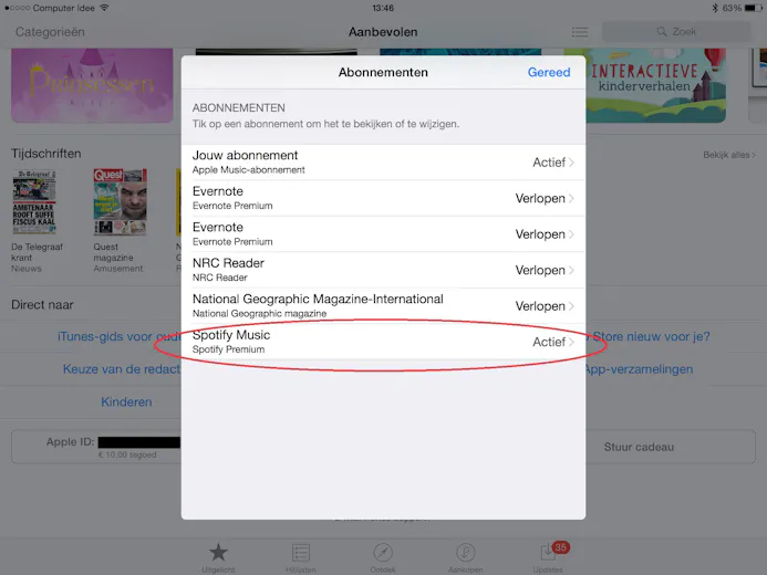 Zet automatisch vernieuwen van Spotify Premium af in iOS-15797006