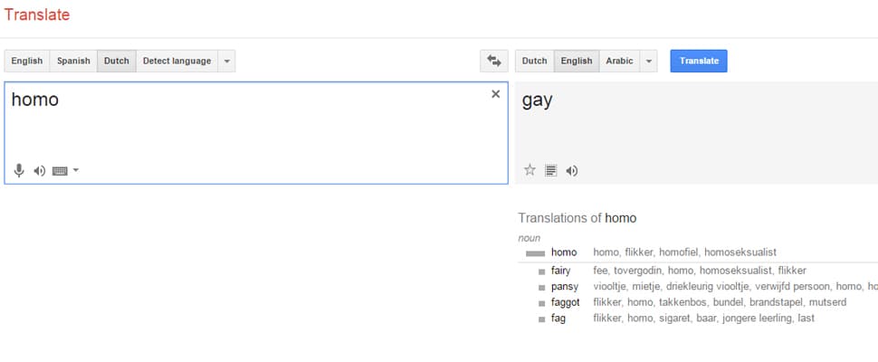 Google Translate onder vuur voor beledigen homoseksuelen