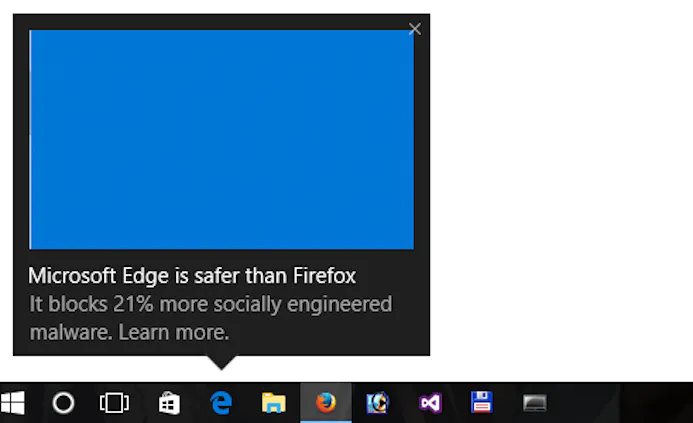 Microsoft raadt Edge als veiligste browser aan met nieuwe pop-up-15984685
