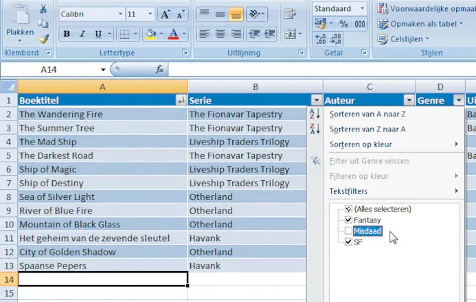 Maak een database in Excel 2007-15992980