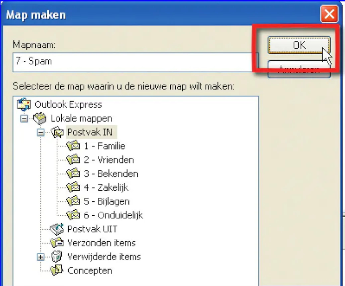Stoeien met e-mailberichtregels: eigen spamfilter in Outlook Express -16020321