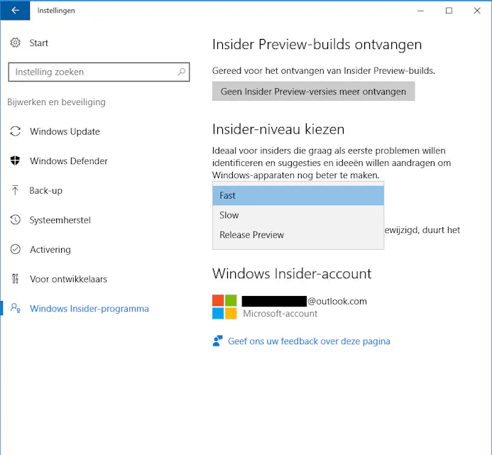 Als eerste de nieuwste Windows-functies met Windows Insider-16022657