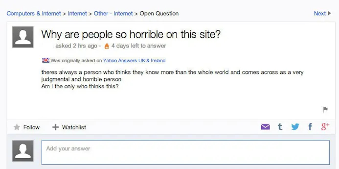 De grappigste vragen over het internet op Yahoo Answers-16252673
