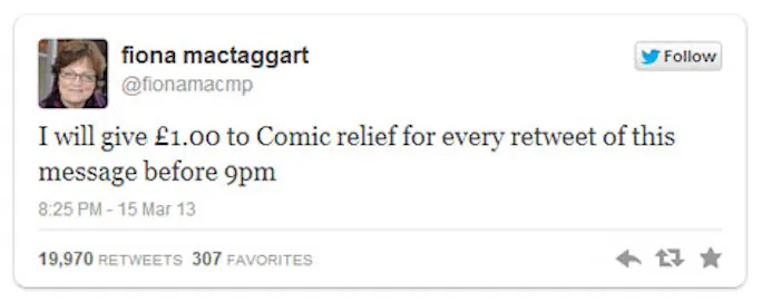 Comic Relief Tweet kost Britse politica 15.000 euro-16324899