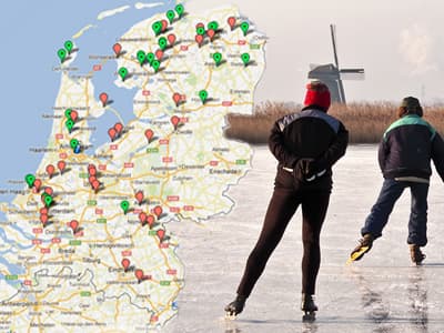 Schaatskaart toont schaatsplekken in Nederland
