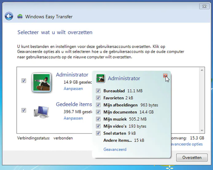 Van XP naar Windows 7: Windows Easy Transfer-16431514