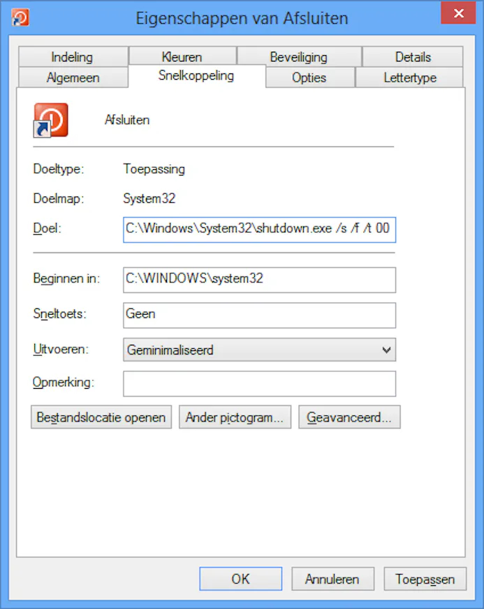 Windows 8 afsluiten met één klik-16432474