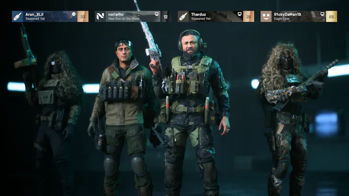 Screenshot van een squad aan Specialists in Battlefield 2042.