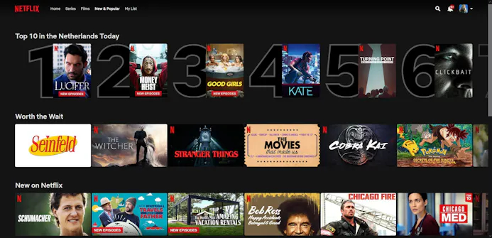 Netflix heeft een uitgebreid aanbod aan series en films dat maandelijks wordt uitgebreid.