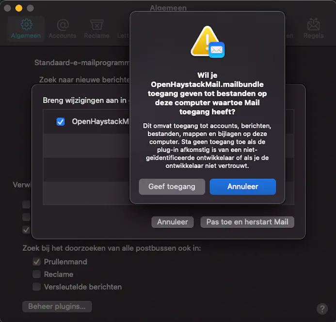 OpenHaystack krijgt toegang tot het Zoek mijn-netwerk via een plug-in voor Apple Mail.