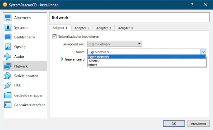 Intern netwerk: een netwerkje voor VM’s onderling.