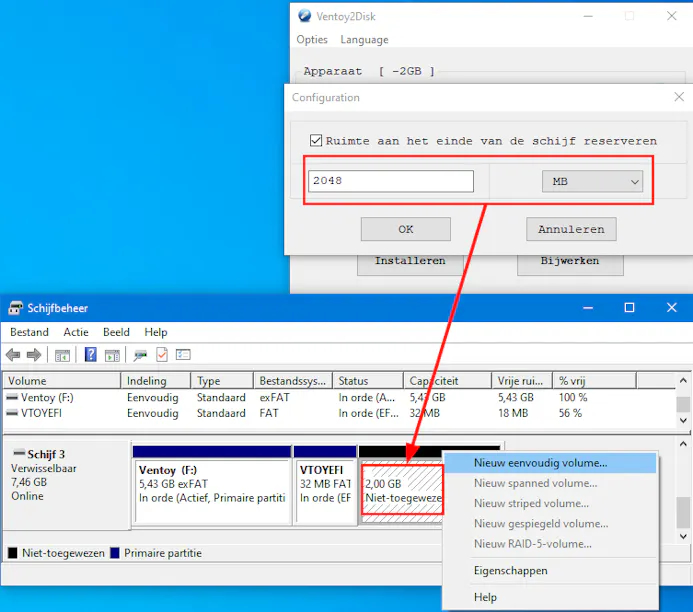 Tip 07 De extra partitie moet je wel zelf formatteren, bijvoorbeeld vanuit Windows Schijfbeheer.