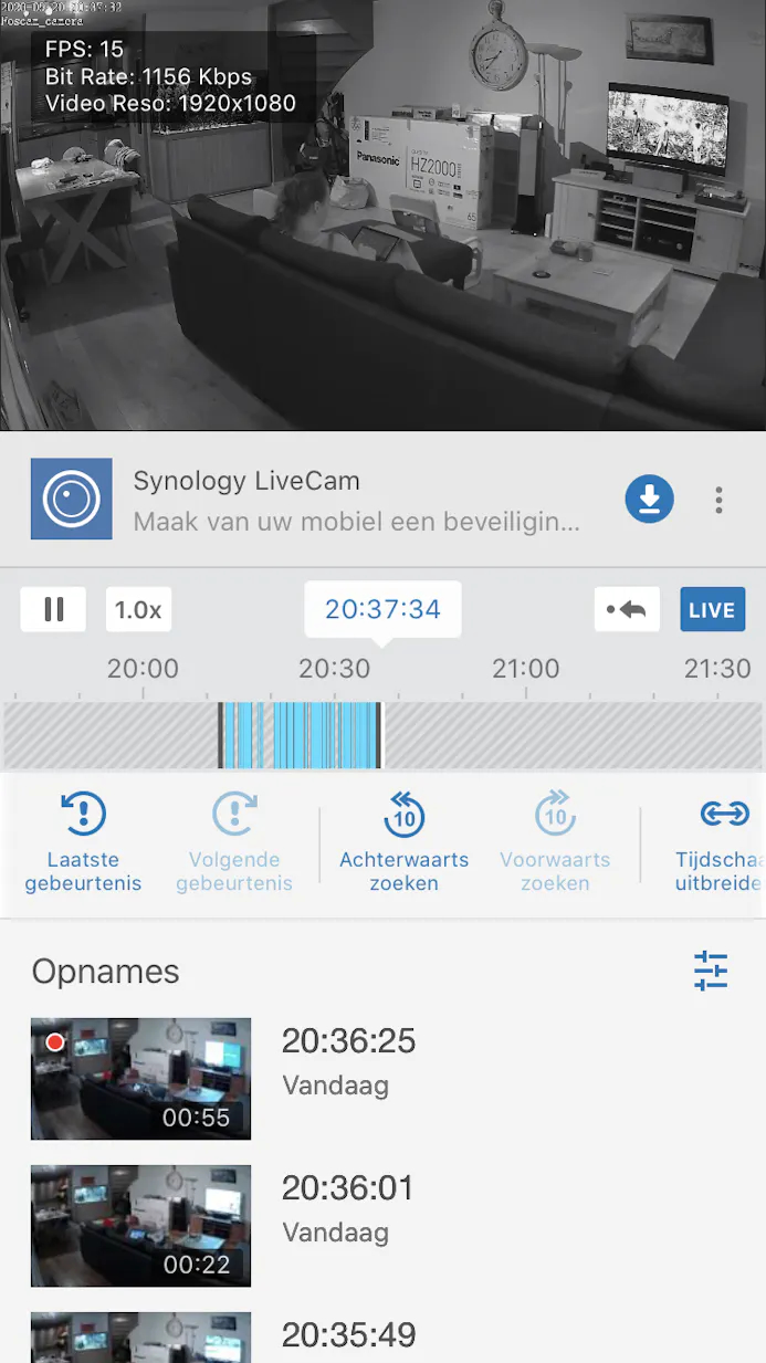 DS Cam is een veelzijdige app waarmee je zowel livebeelden als eerdere opnames bekijkt.