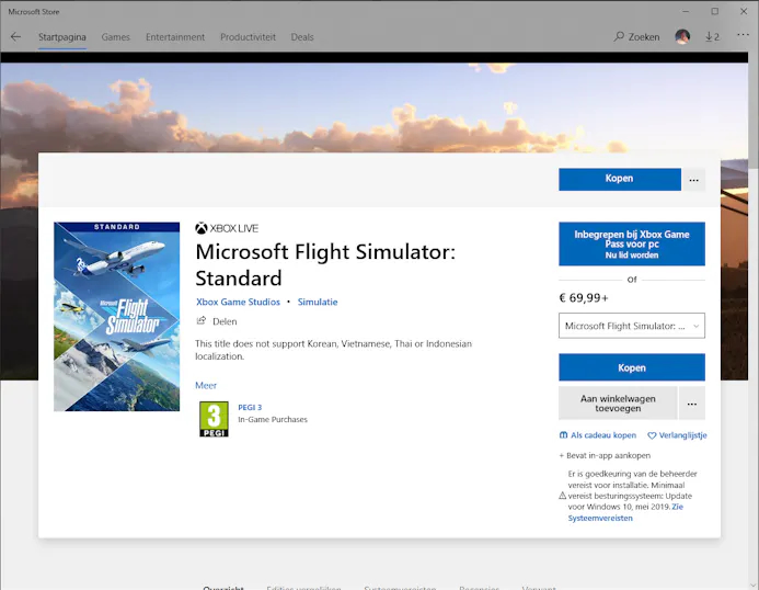 Flight Simulator zal voor velen de eerste aankoop in de Microsoft Store zijn.