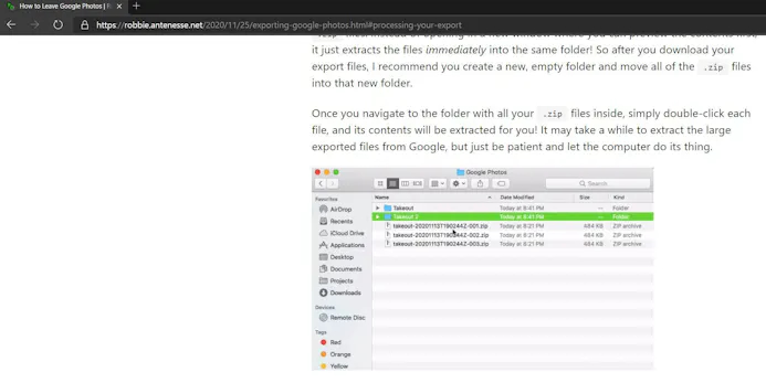 Tip 05 Op deze schermafbeelding van Robbie Antenesse zie je hoe het uitpakken van mappen werkt op macOS.