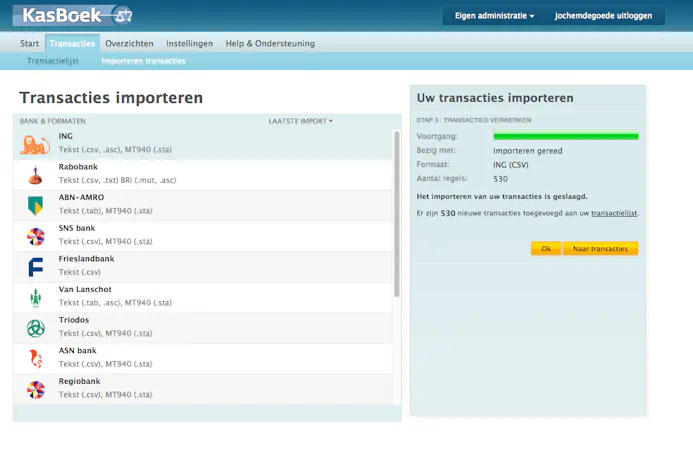 Tip 04 Op de site van Kasboek.nl vind je handige instructies om je transacties te importeren.