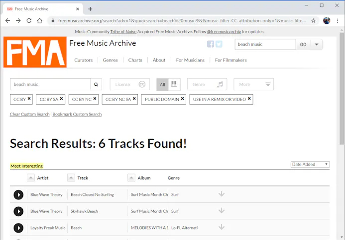 Via de webdienst Free Music Archive kom je eenvoudig rechtenvrije audiobestanden op het spoor.