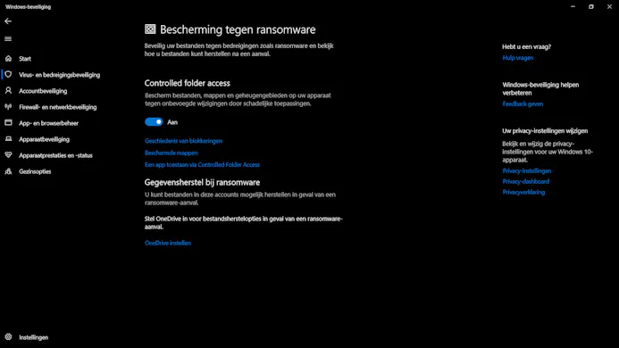 Ransomwarebeveiliging Windows 10