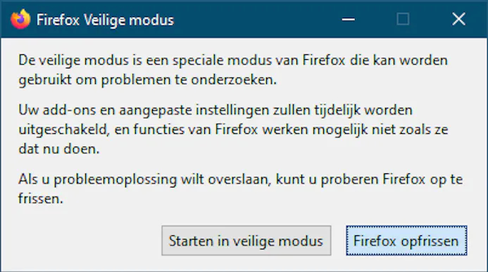 Tip 02 ‘Opfrissen’ in Firefox is een behoorlijk drastische opschoonoperatie!