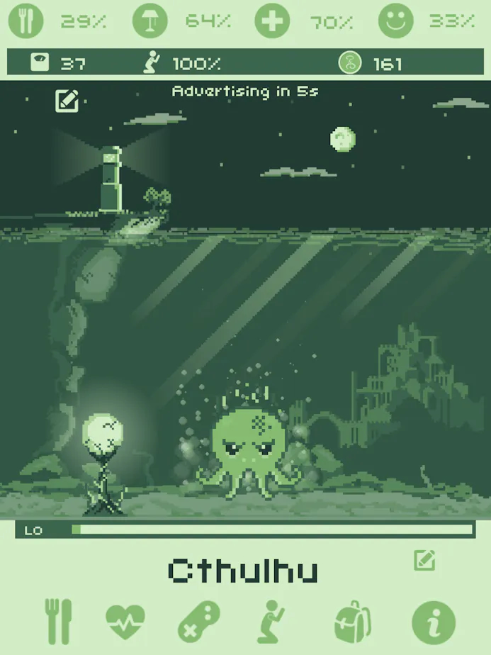 Tip 05 Het beeld van dit virtuele ‘huisdier’ is gepixeld zoals vroeger bij de Game Boy.