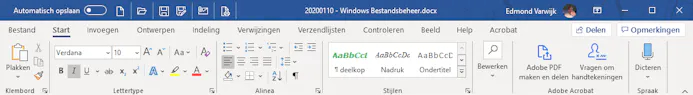 De naam van een bestand is in Windows onder meer te zien in de titelbalk van het programma waarin het is geopend.