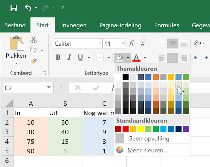 Gebruik eens een kleurtje in Excel
