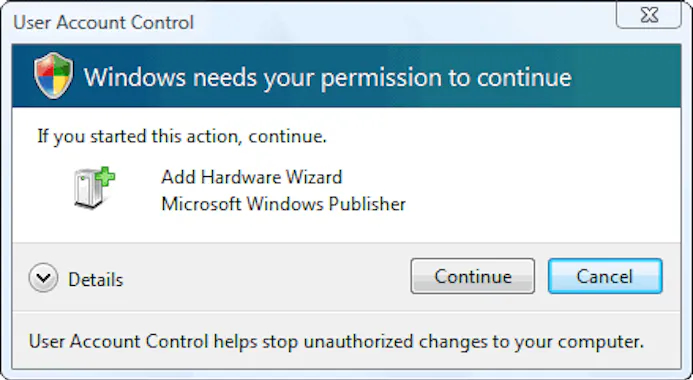 Even een muis aansluiten? Windows Vista vroeg dan altijd eerst om toestemming.