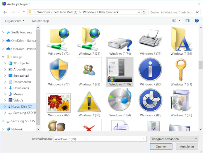 Tip 03 Kies de pictogrammen die gebruikt werden in Windows 7.