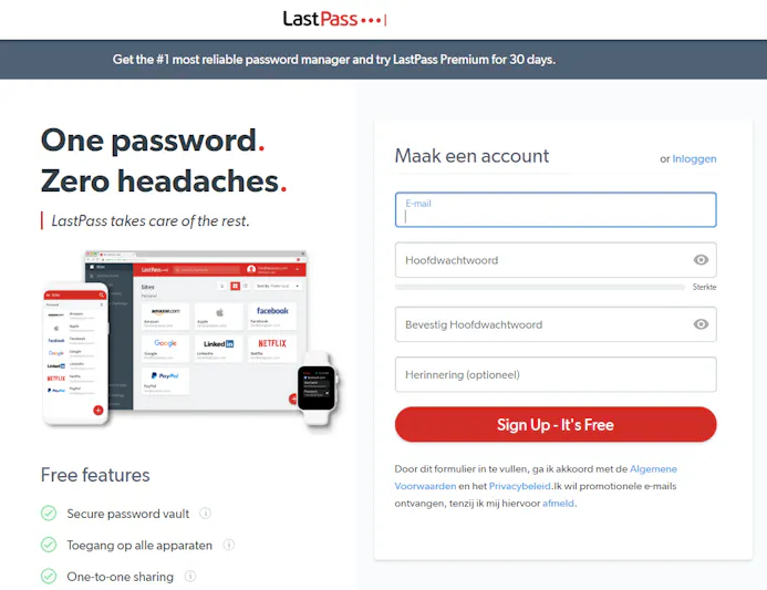 Tip 05 LastPass is een van de gratis wachtwoordmanagers waarmee je jouw wachtwoorden kunt bewaren.