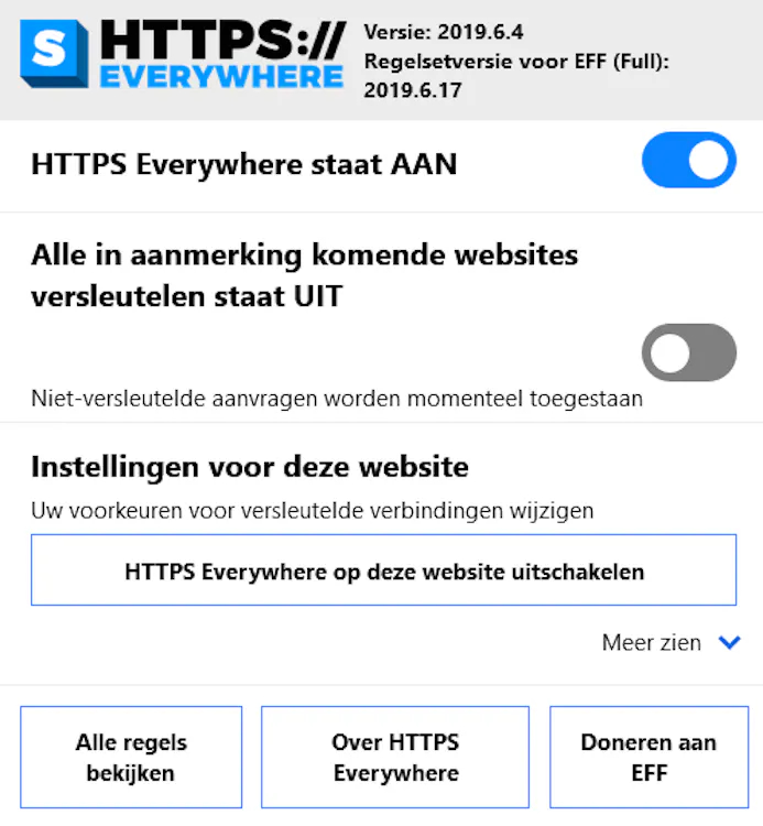 06 Met een browserextensie zoals HTTPS Everywhere bezoek je automatisch de https-versie van websites die er een hebben.