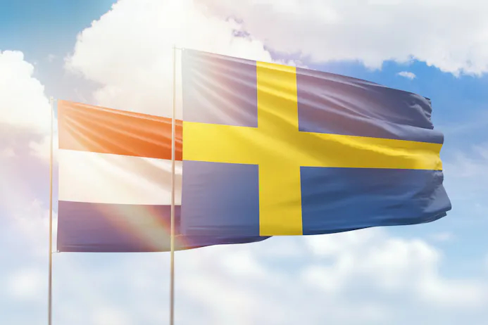 De Zweedse en Nederlandse vlag