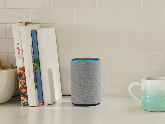 Aan een slimme luidspreker zoals de Amazon Echo Plus kun je vertellen dat je thuis bent.