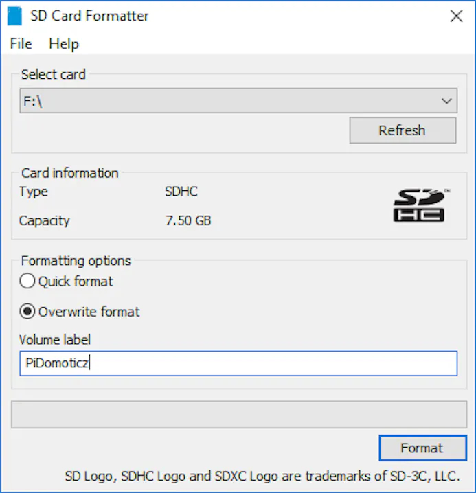 Tip 03 We formatteren de sd-kaart eerst met behulp van SD Memory Card Formatter.