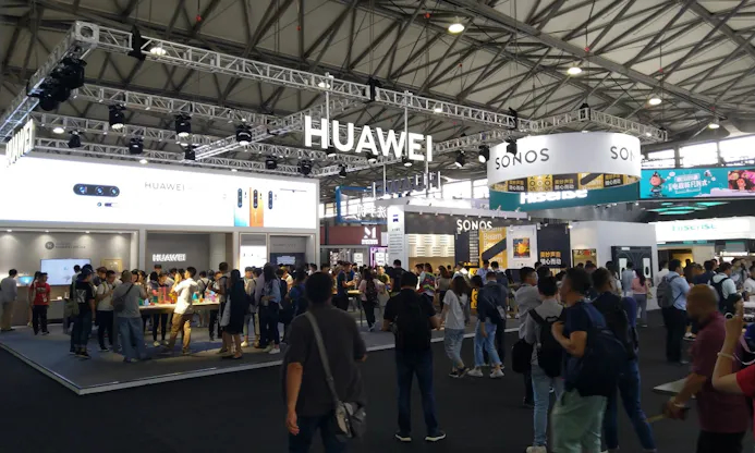 Huawei heeft de eerste stand op de beurs.